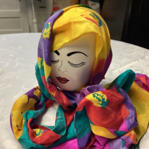 Or silk scarf, multicolor just beautiful look at all the pictures - Picture 1 of 9